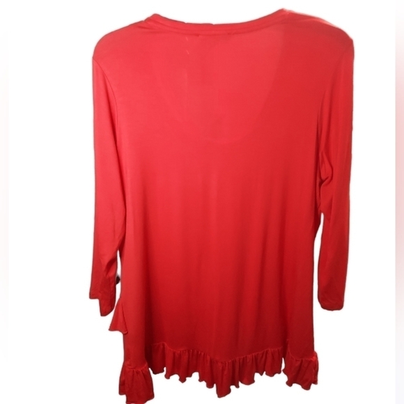 Jeanne Pierre  Red Med Long sleeve top with ruffles - Picture 8 of 10